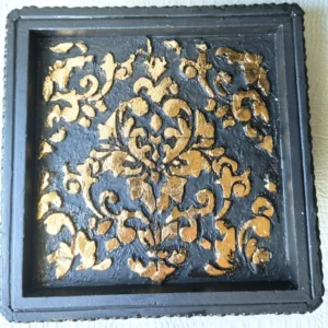 Bandeja Elevadora Marruecos de Madera con Relieve, Marquetería y Pan de Oro