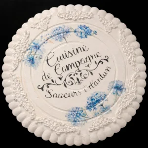 Bandeja en Altura Campiña de Escayola con Marquetería y Base de Madera