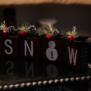 Bloques Mini Nieve de Madera con Follaje y Cascabel