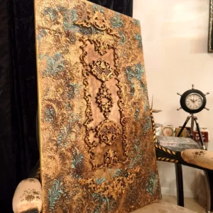 Cuadro TURQUESA Base de Madera con Relieves