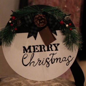 Colgante Pino de Madera con Listón, Piña y Follaje Decorativo