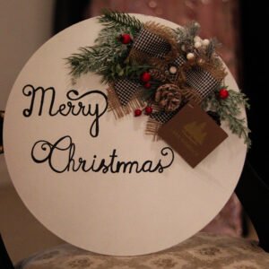 Colgante Yute de Madera con Listón y Follaje Decorativo