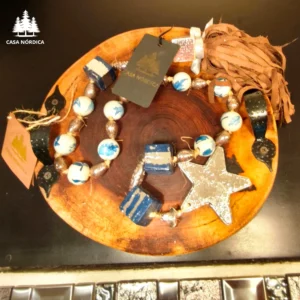 Collar de Mesa ESTRELLA de madera con borla de polipiel