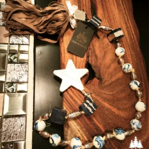 Collar de mesa ESTRELLA con cuero y madera