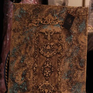 Cuadro Turquesa de Madera con Relieves y Centro de Marquetería