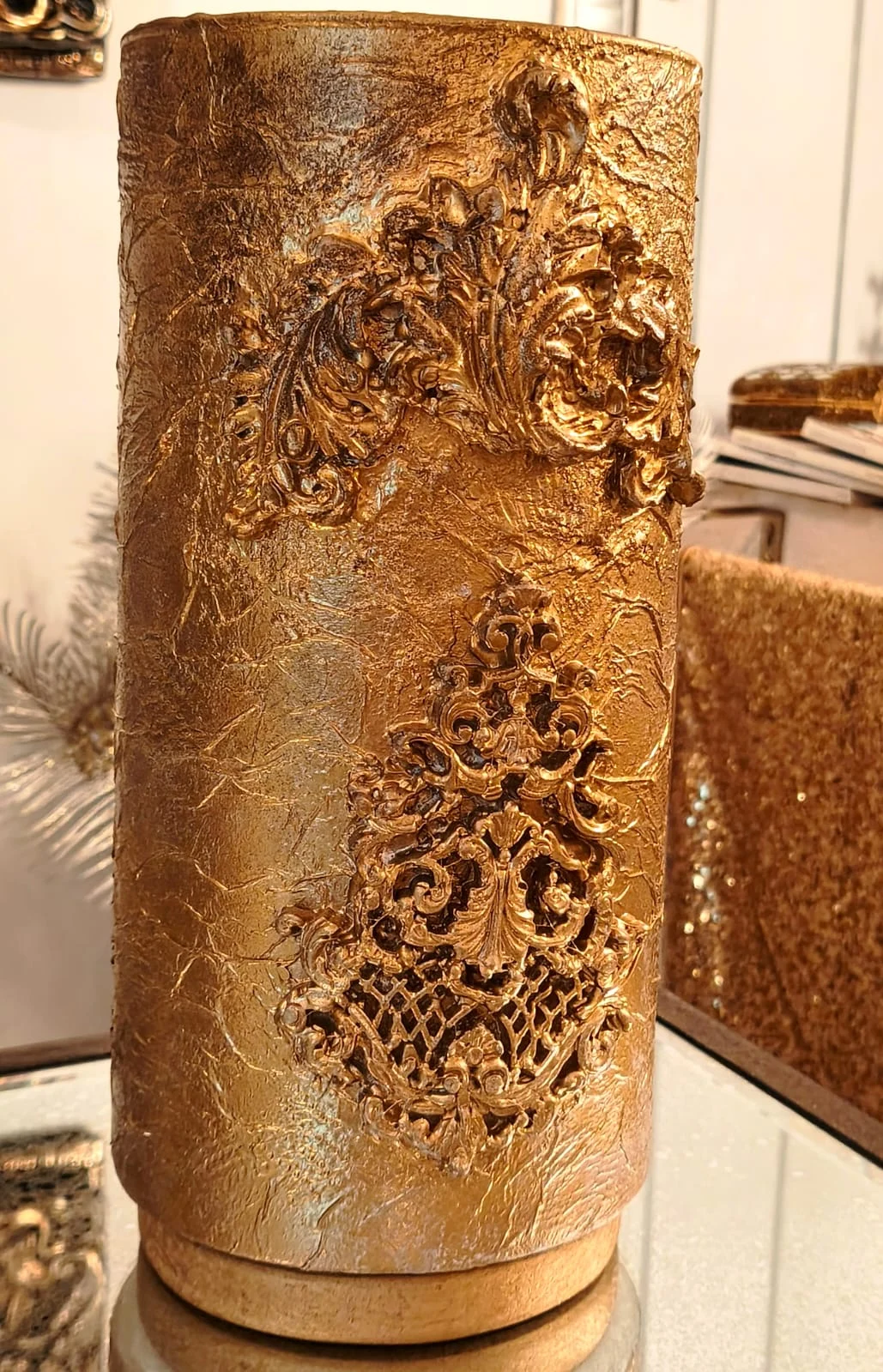 Jarrón ROCOCÓ de cristal con molduras - Image 3