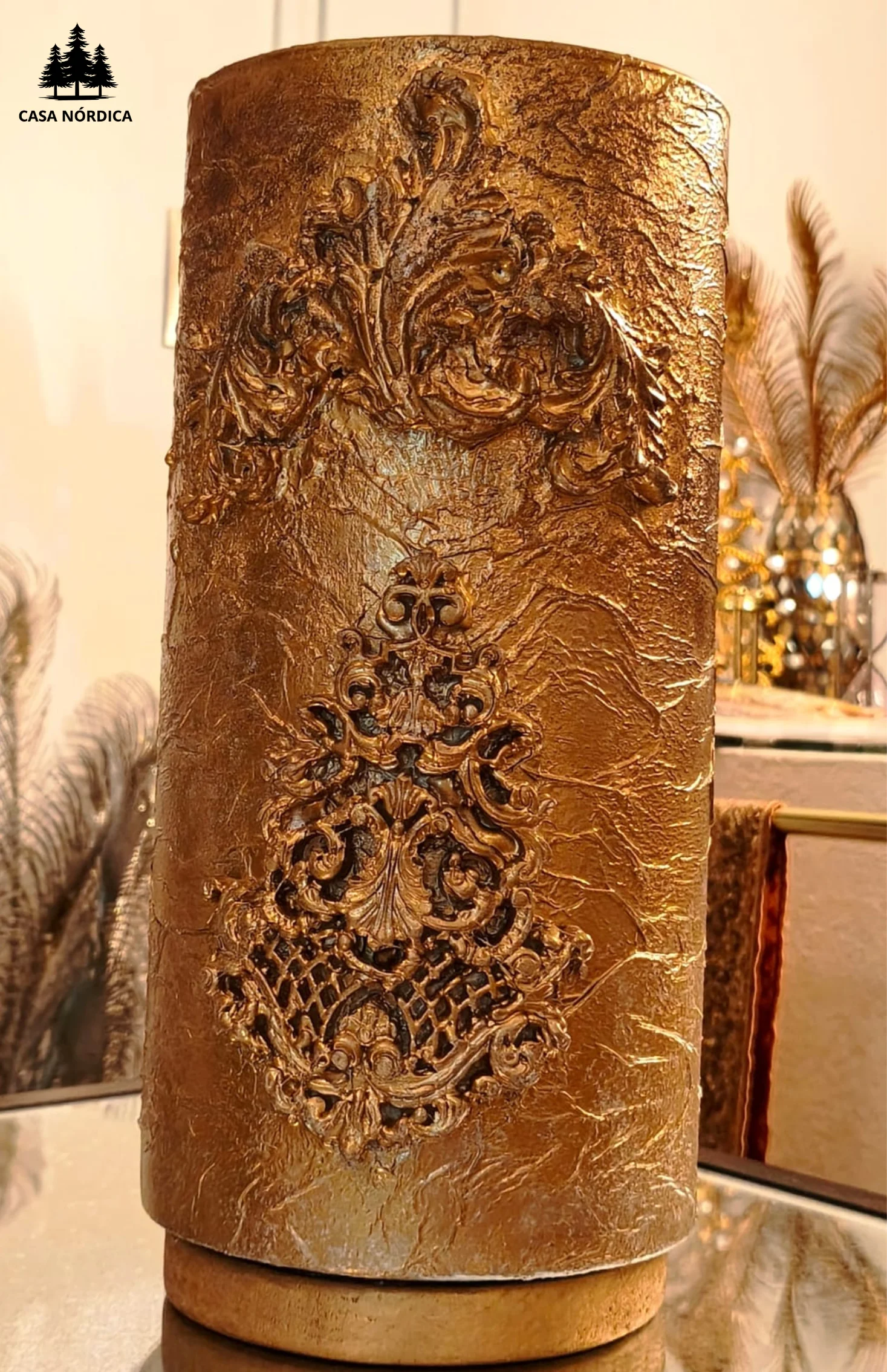 Jarrón ROCOCÓ de cristal con molduras