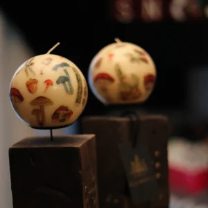 Portavelas Grandes Colonial de Madera Rústica con Metal y Velas Diseño Bosque