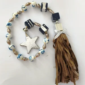 Collar de Mesa Estrella de Madera con Borla de Polipiel