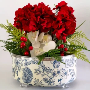 Centro de Mesa Sinosfera de Cristal con Flores Decorativas