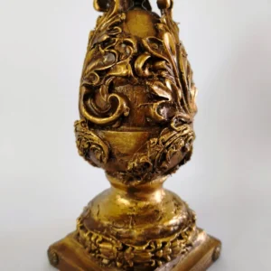 Adorno Piña Bronze de Madera con Marquetería y Cerámica