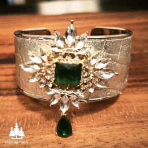 Brazalete JADE con metal plateado